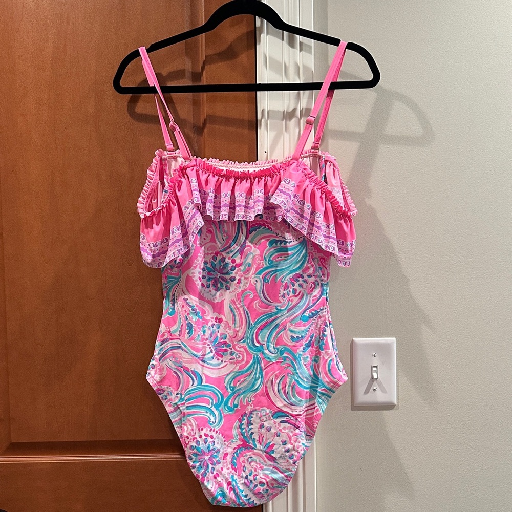 Lilly Pulitzer Pink & Turquoise Floral One-Piece Swimsuit